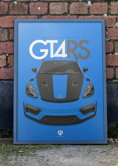 2023 Porsche 718 GT4 RS (982) - Shark Blue - poster print