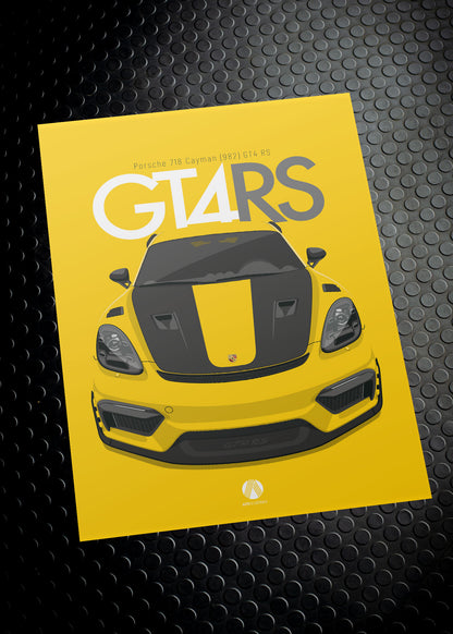 2023 Porsche 718 GT4 RS (982) - Racing Yellow - poster print