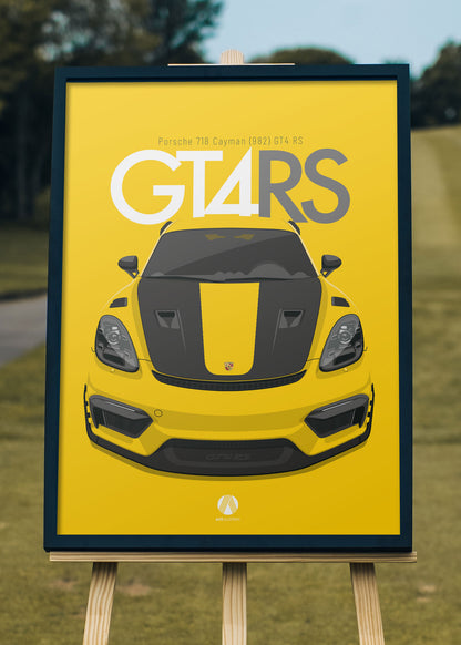 2023 Porsche 718 GT4 RS (982) - Racing Yellow - poster print