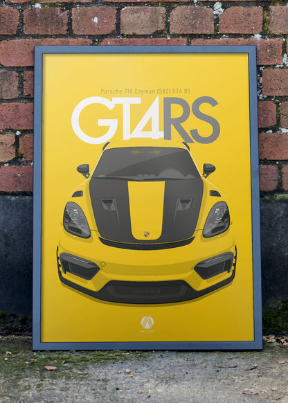 2023 Porsche 718 GT4 RS (982) - Racing Yellow - poster print