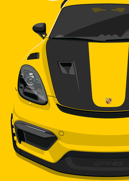 2023 Porsche 718 GT4 RS (982) - Racing Yellow - poster print
