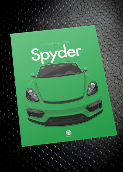 2020 Porsche 718 Spyder (982) - Python Green - poster print