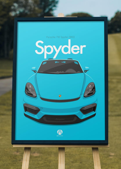 2020 Porsche 718 Spyder (982) - Miami Blue - poster print