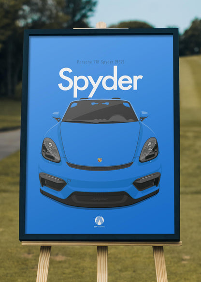 2020 Porsche 718 Spyder (982) - Shark Blue - poster print