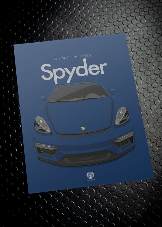 2020 Porsche 718 Spyder (982) - Gentian Blue - poster print