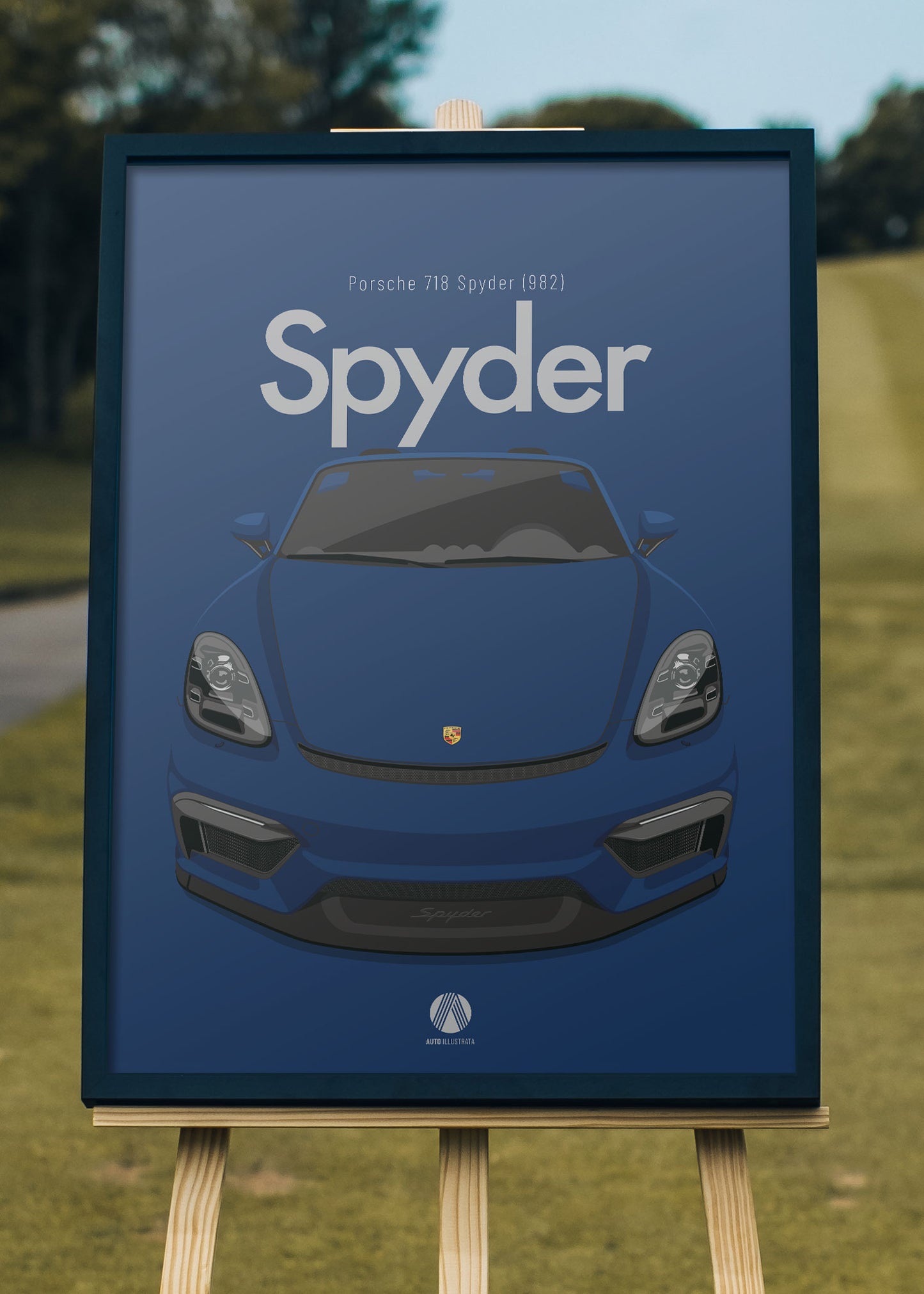 2020 Porsche 718 Spyder (982) - Gentian Blue - poster print