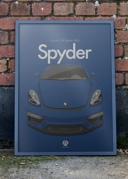 2020 Porsche 718 Spyder (982) - Gentian Blue - poster print