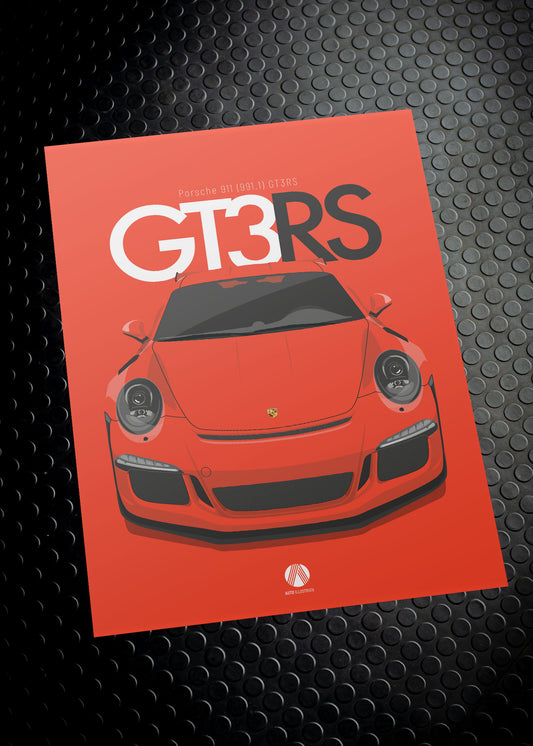 2015 Porsche 911 (991.1) GT3 RS Lava Orange - poster print