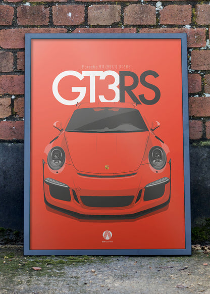 2015 Porsche 911 (991.1) GT3 RS Lava Orange - poster print