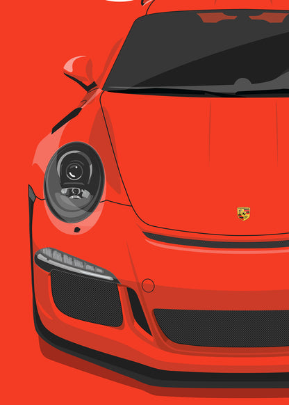 2015 Porsche 911 (991.1) GT3 RS Lava Orange - poster print