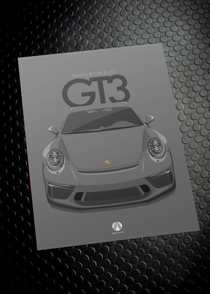 2017 Porsche 911 (991.2) GT3 Agate Grey  - poster print