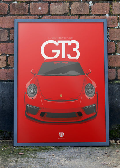 2017 Porsche 911 (991.2) GT3 Guards Red  - poster print