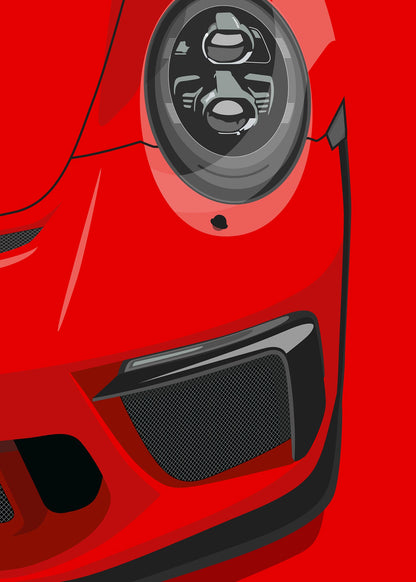 2017 Porsche 911 (991.2) GT3 Guards Red  - poster print