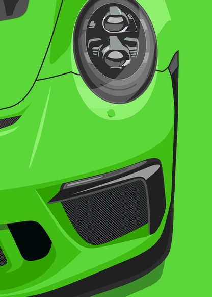 2018 Porsche 911 (991.2) GT3RS Lizard Green - poster print