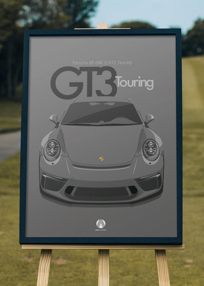 2017 Porsche 911 (991.2) GT3 Touring Agate Grey  - poster print