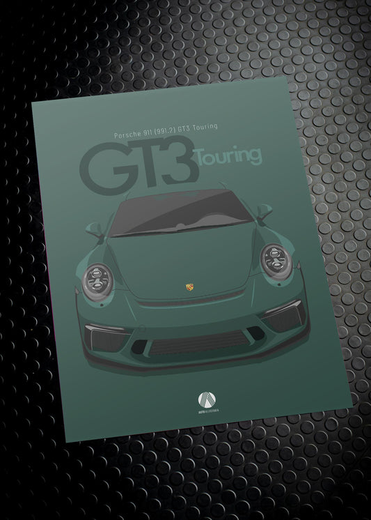 2017 Porsche 911 (991.2) GT3 Touring Oak Green  - poster print
