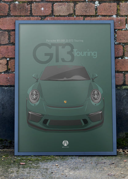 2017 Porsche 911 (991.2) GT3 Touring Oak Green  - poster print