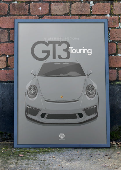 2017 Porsche 911 (991.2) GT3 Touring Meteor Grey  - poster print