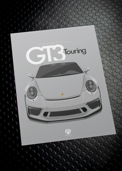 2017 Porsche 911 (991.2) GT3 Touring GT Silver  - poster print