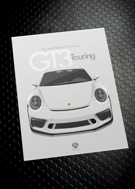 2017 Porsche 911 (991.2) GT3 Touring Carrara White - poster print