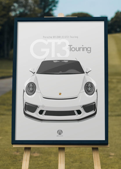 2017 Porsche 911 (991.2) GT3 Touring Carrara White - poster print