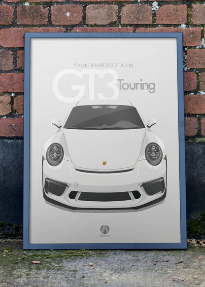 2017 Porsche 911 (991.2) GT3 Touring Carrara White - poster print