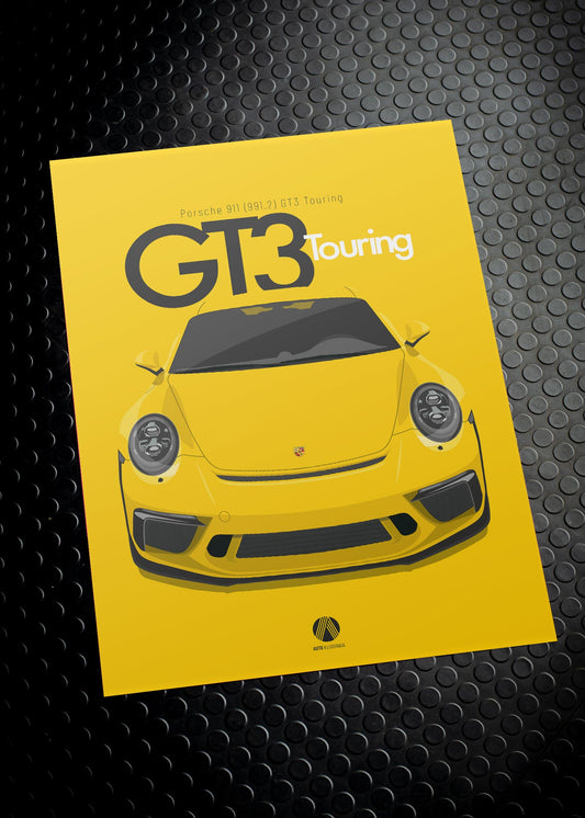 2017 Porsche 911 (991.2) GT3 Touring Signal Yellow  - poster print
