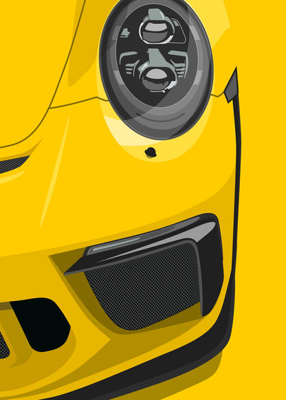 2017 Porsche 911 (991.2) GT3 Touring Signal Yellow  - poster print