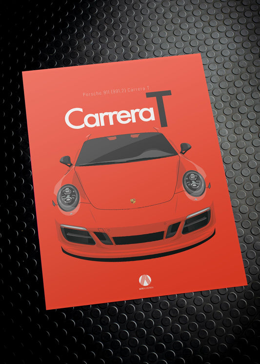 2017 Porsche 911 (991.2) Carrera T Sport Design - Lava Orange - poster print