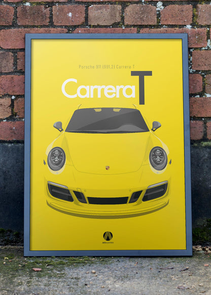 2017 Porsche 911 (991.2) Carrera T Sport Design - Speed Yellow - poster print