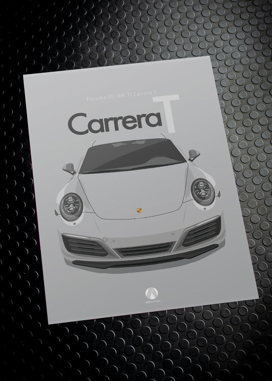 2017 Porsche 911 (991.2) Carrera T - GT Silver - poster print