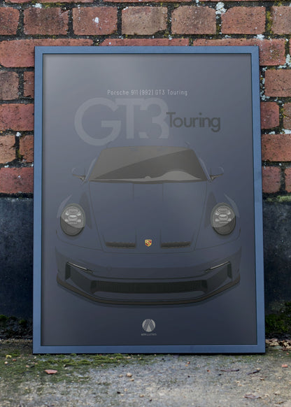 2020 Porsche 911 (992) GT3 Touring - Dark Sapphire - poster print