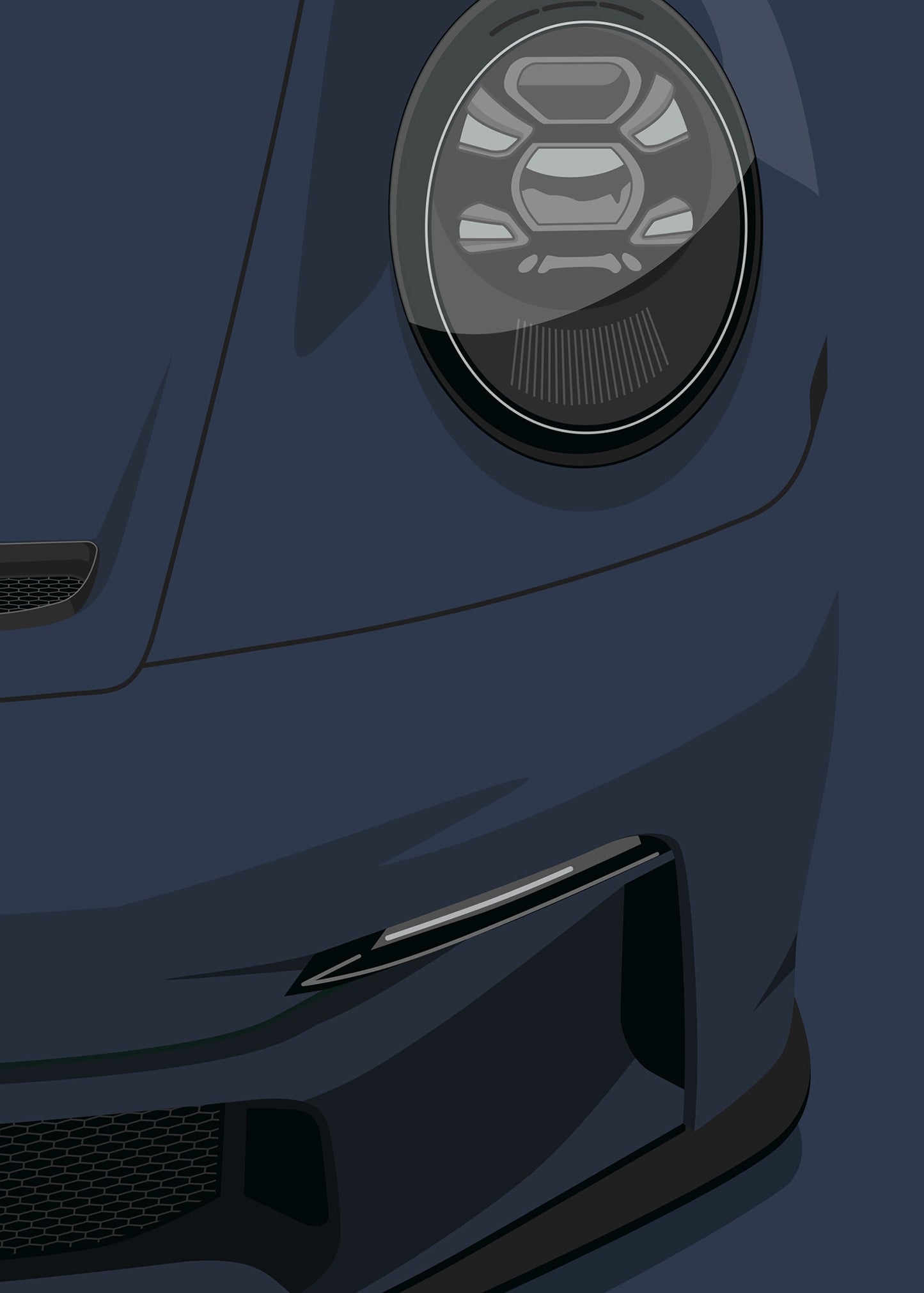2020 Porsche 911 (992) GT3 Touring - Dark Sapphire - poster print