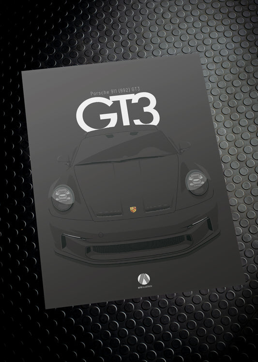 2020 Porsche 911 (992) GT3 - Black  - poster print