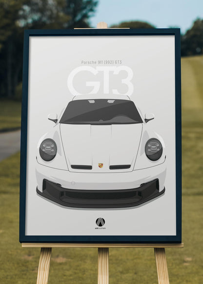 2020 Porsche 911 (992) GT3 - Carrara White - poster print