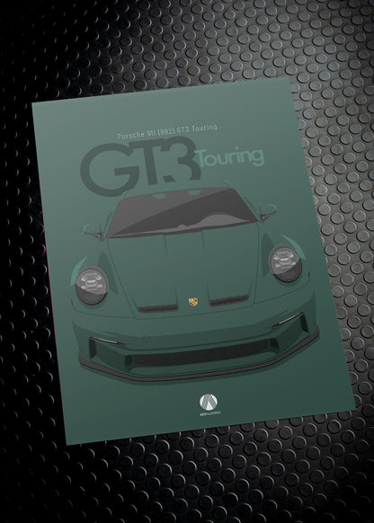 2020 Porsche 911 (992) GT3 Touring - Oak Green - poster print