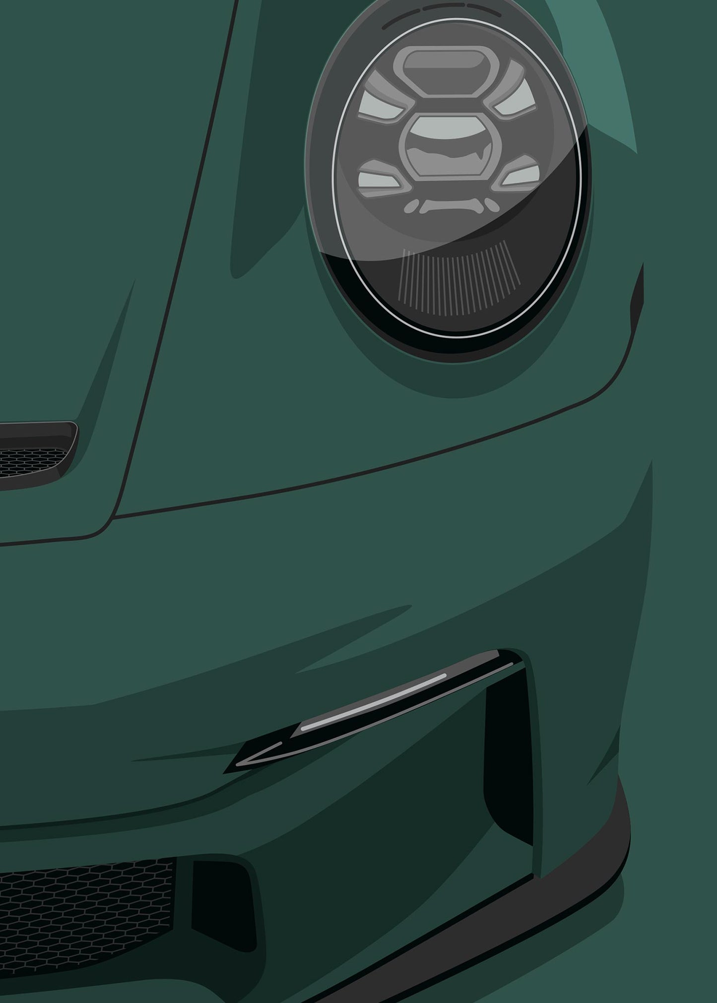 2020 Porsche 911 (992) GT3 Touring - Oak Green - poster print