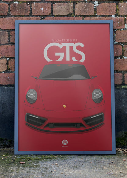 2021 Porsche 911 (992) GTS Carmine Red - poster print