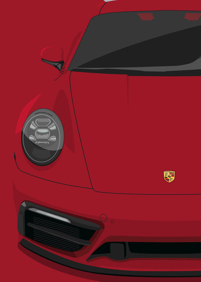 2021 Porsche 911 (992) GTS Carmine Red - poster print