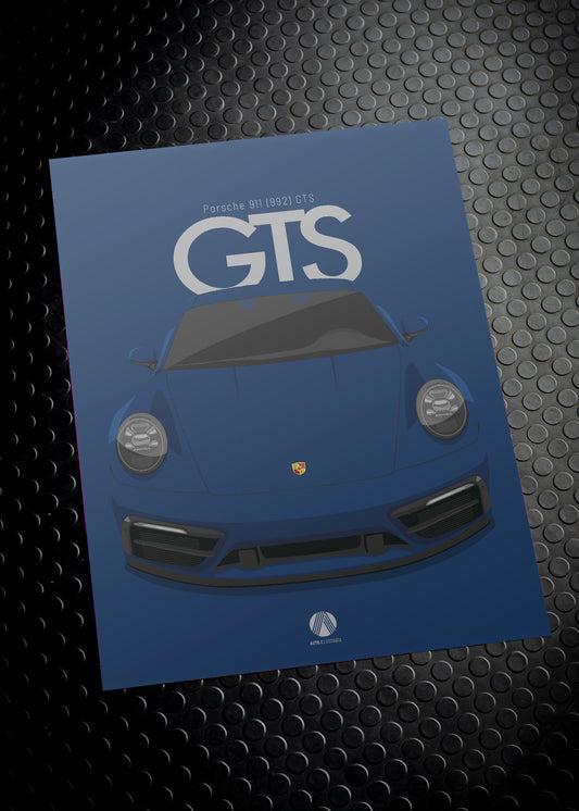 2021 Porsche 911 (992) GTS Gentian Blue - poster print
