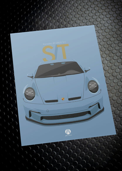 2024 Porsche 911 (992) S/T - Shore Blue  - poster print