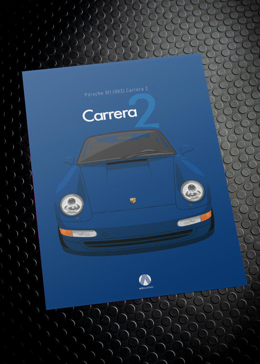 1994 Porsche 911 (993) Carrera 2 Ocean Blue - poster print