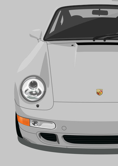1997 Porsche 911 (993) Carrera S Polar Silver - poster print