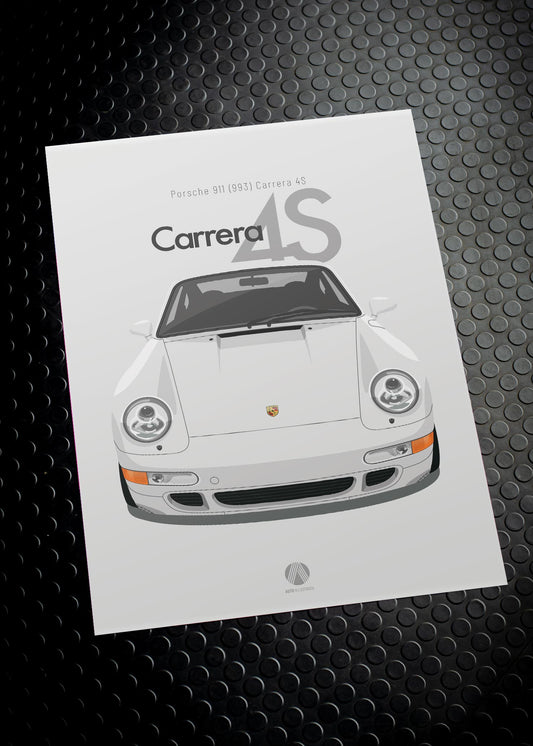 1997 Porsche 911 (993) Carrera 4S Grand Prix White - poster print