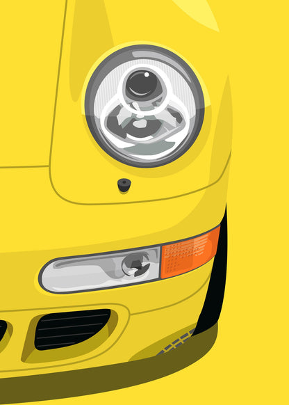 1997 Porsche 911 (993) Carrera 4S Speed Yellow - poster print