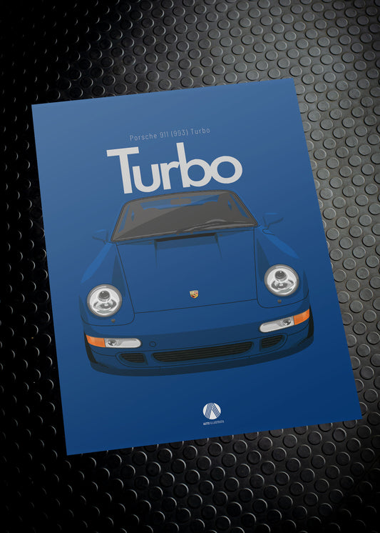 1996 Porsche 911 (993) Turbo Iris Blue - poster print