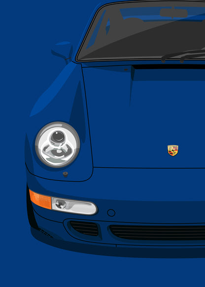 1996 Porsche 911 (993) Turbo Iris Blue - poster print
