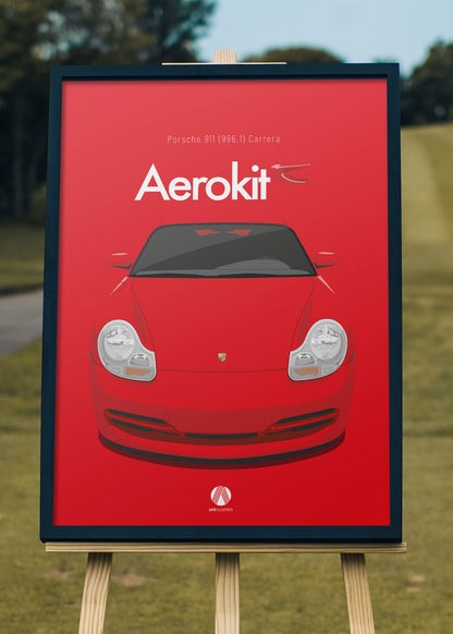 1997 Porsche 911 (996.1) Carrera Aerokit - Guards Red - poster print