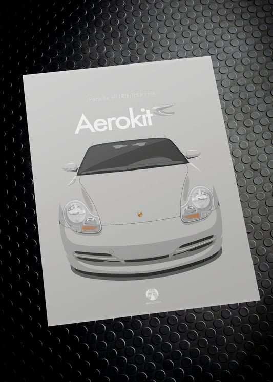 1997 Porsche 911 (996.1) Carrera Aerokit - Arctic Silver - poster print