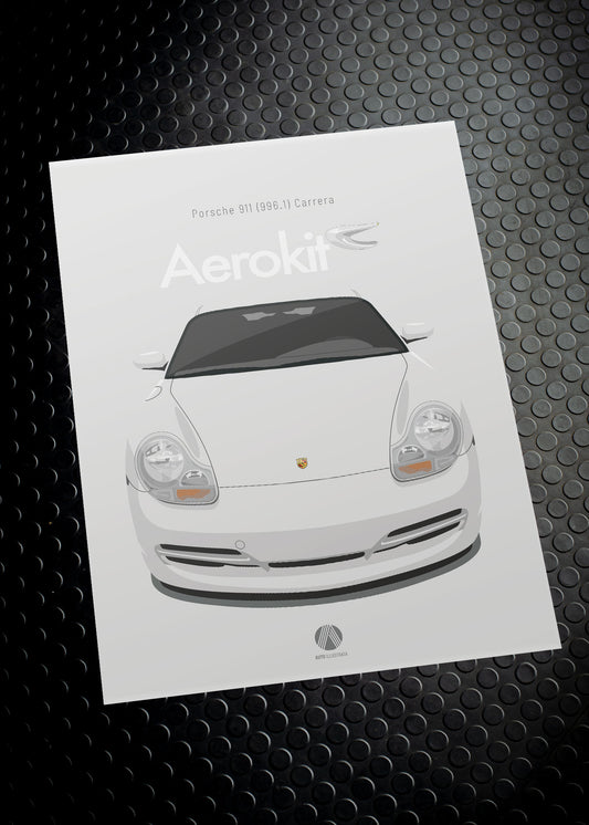 1997 Porsche 911 (996.1) Carrera Aerokit - Carrara White - poster print